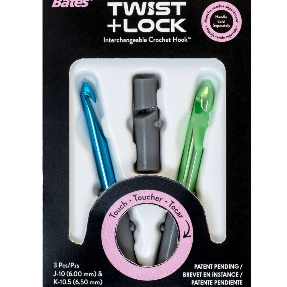 Susan Bates Twist+Lock Interchangeable Crochet Hook Heads - 1-Set (J & K)